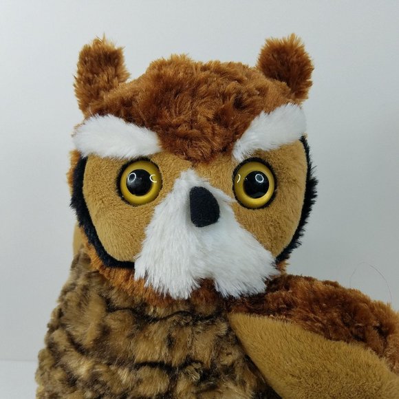 Wild Republic Great Horned Owl Plush Brown Bird Realistic 12" Stuffed Animal Toy - Picture 3 of 10